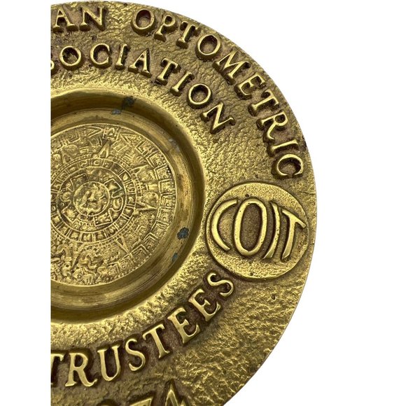 American Optometric Association Brass Trinket Dish 7" Board of Trustees 1974 - Picture 3 of 4